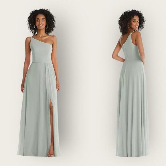 NWT | After Six | One-Shoulder Chiffon Maxi Dress | Willow | Size 8R - Picture 1 of 12